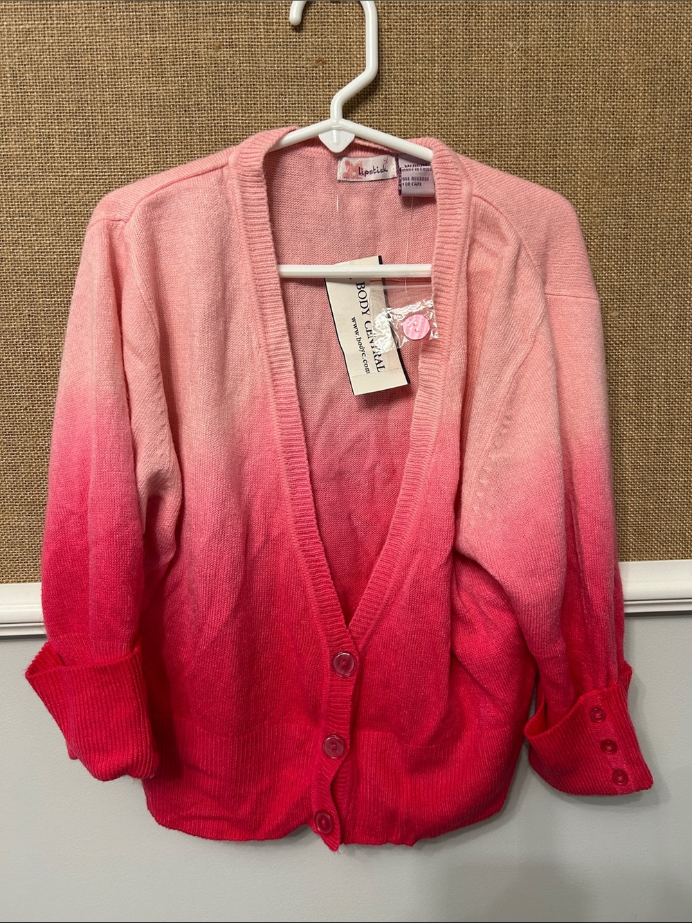 Body Central Pink Ombre Button-Front Cardigan Sweater